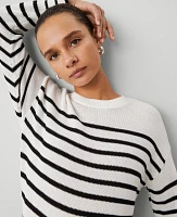 Ann Taylor Weekend Collection Striped Wedge Sweater Size XL White/Black Multi Women's