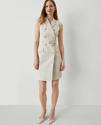 Ann Taylor The Blazer Halter Dress Stretch Cotton Tahini Women's
