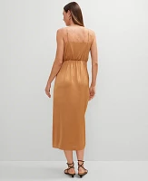 Ann Taylor Draped Midi Sheath Dress Pecan Women's