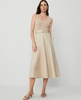 Ann Taylor Mixed Media Sweater Dress Toasted Oat Women's