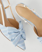 Ann Taylor Bow Slingback Kitten Heel Pumps Size 5 1/2 Larimar Blue Women's