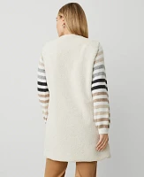 Ann Taylor Weekend Collection Sherpa Long Vest Winter White Women's