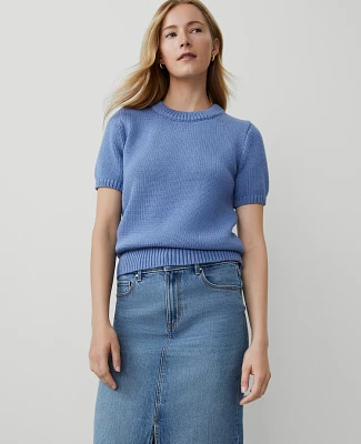Ann Taylor Weekend Collection Chunky Wedge Sweater T-Shirt Size XL Colony Blue Women's