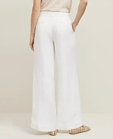 Ann Taylor The Belted Wide-Leg Pant Linen Blend White Women's