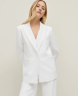 Ann Taylor Crinkle Belted Blazer White Women's
