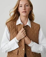 Ann Taylor Weekend Collection Quilted Puffer Vest Size M/L Cappuccino Tan Women's