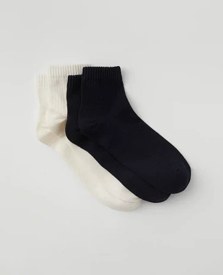 Ann Taylor Ribbed Ankle Sock Set Night Sky Women's