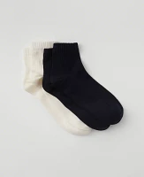 Ann Taylor Ribbed Ankle Sock Set Night Sky Women's