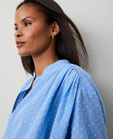 Ann Taylor Petite Clip V-Neck Blouson Popover Top Size 2XS Clear Skies Women's