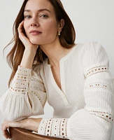 Ann Taylor Lace Trim Popover Top Women's