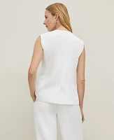 Ann Taylor Crinkle Crepe V-Neck Vest Size 12 White Women's