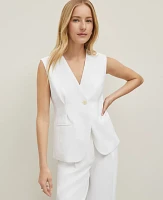 Ann Taylor Crinkle Crepe V-Neck Vest Size 12 White Women's