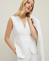 Ann Taylor Crinkle Crepe V-Neck Vest Size 12 White Women's