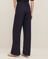 Ann Taylor The Belted Wide-Leg Pant Linen Blend Night Sky Women's