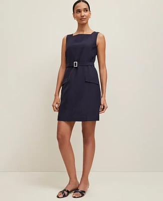 Ann Taylor Linen Blend Square Neck Sheath Dress Women's