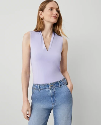 Ann Taylor Petite Sleeveless V-Neck Top Lilac Bud Women's