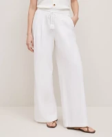 Ann Taylor Weekend Collection Pull On Wide Leg Pant in Linen Blend Size Large White Women's