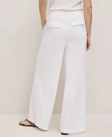 Ann Taylor Weekend Collection Pull On Wide Leg Pant in Linen Blend Size Large White Women's