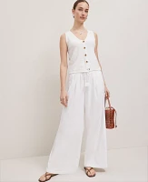 Ann Taylor Weekend Collection Pull On Wide Leg Pant in Linen Blend Size Large White Women's