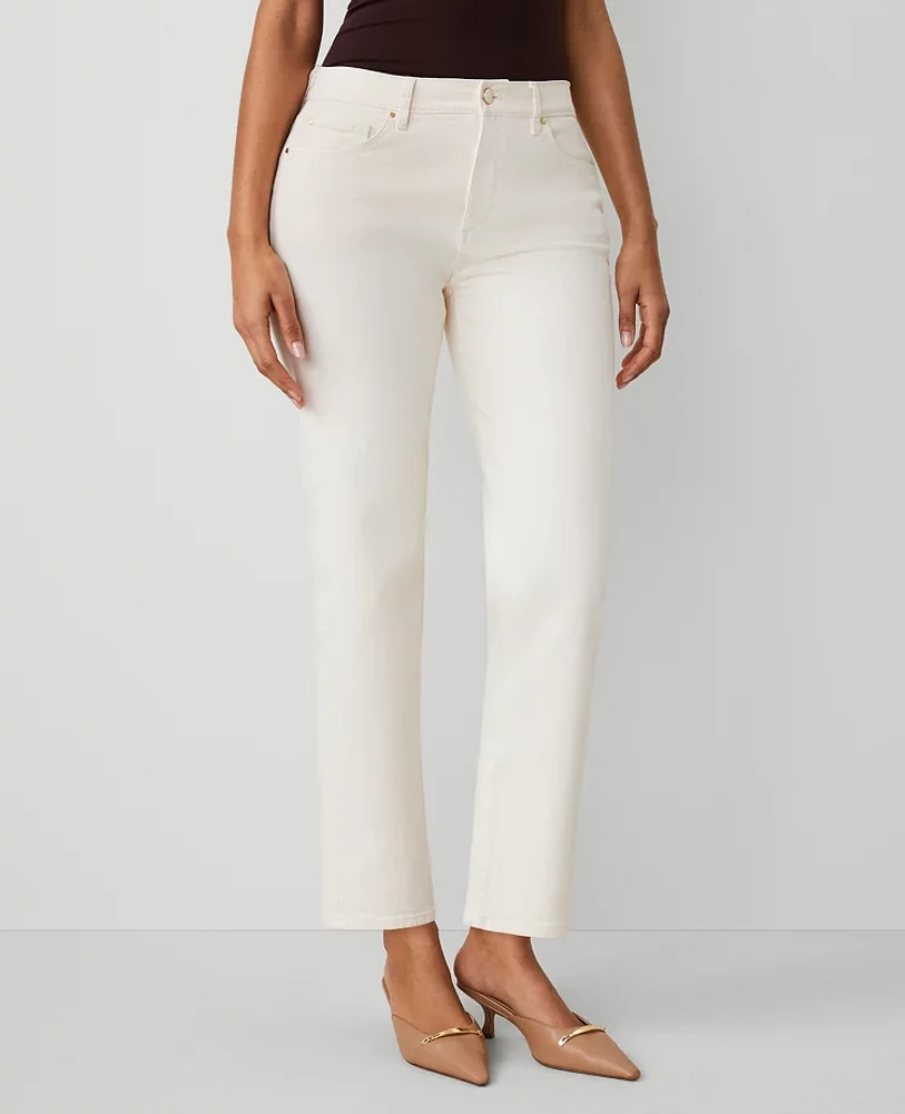 Ann Taylor The Straight Jean — Curvy Fit Size 6 Ivory Women's