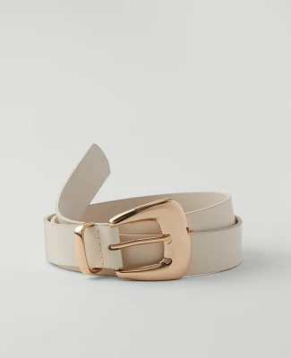 Ann Taylor Chunky Buckle Leather Belt Size XL Tahini Women's