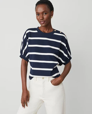 Ann Taylor Petite Striped Ponte Dolman Top Size 2XS Night Sky Women's