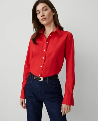 Ann Taylor Relaxed Perfect Shirt Size XS Bright Cherry Women's