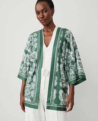 Ann Taylor Paisley Kimono Size XS/S Topiary Green Women's