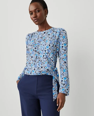 Ann Taylor Floral Silky Wrap Blouse Size XL Winter White Women's