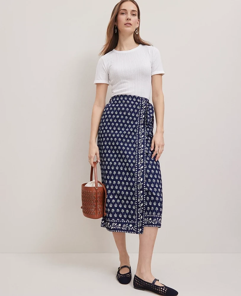 Ann Taylor Weekend Collection Petaled Sarong Skirt Blue Women's