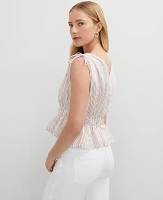 Ann Taylor Gathered Tie Top Neutral Combo Women's