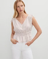 Ann Taylor Gathered Tie Top Neutral Combo Women's