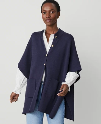 Ann Taylor Button Mock Neck Poncho Night Sky Women's