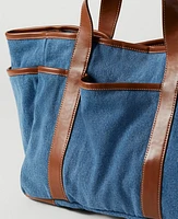 Ann Taylor Weekend Collection Garden Denim Tote Bag Soft Denim Blue Women's