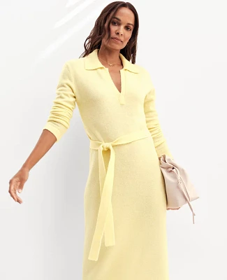 Ann Taylor Weekend Collection Collared Sweater Dress Size XS Pale Forsythia Women's