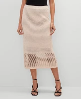 Ann Taylor Crochet Pencil Skirt Sand Shell Women's