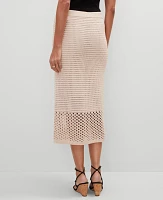 Ann Taylor Crochet Pencil Skirt Sand Shell Women's