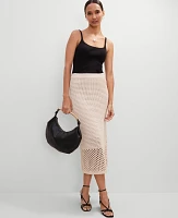Ann Taylor Crochet Pencil Skirt Sand Shell Women's