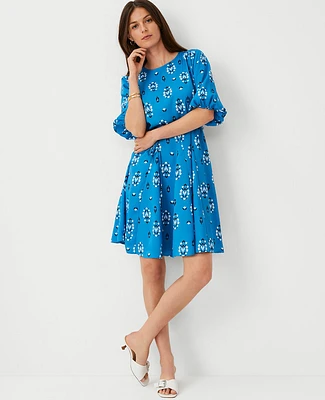 Ann Taylor Floral Boatneck Flare Dress Santorini Women's