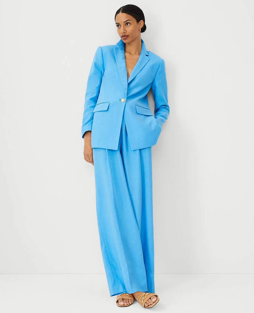 Ann Taylor The Pleated Wide-Leg Pant Cerulean Blue Women's