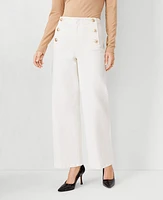 Ann Taylor Petite Mariner High Rise Wide Leg Crop Jeans Ivory Women's
