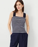 Ann Taylor Side Button Tank Top Size XL White-Night Sky Women's