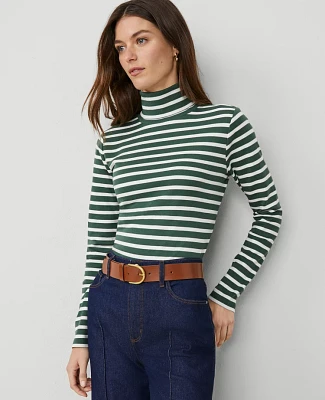 Ann Taylor Weekend Collection Striped Turtleneck Top Women's