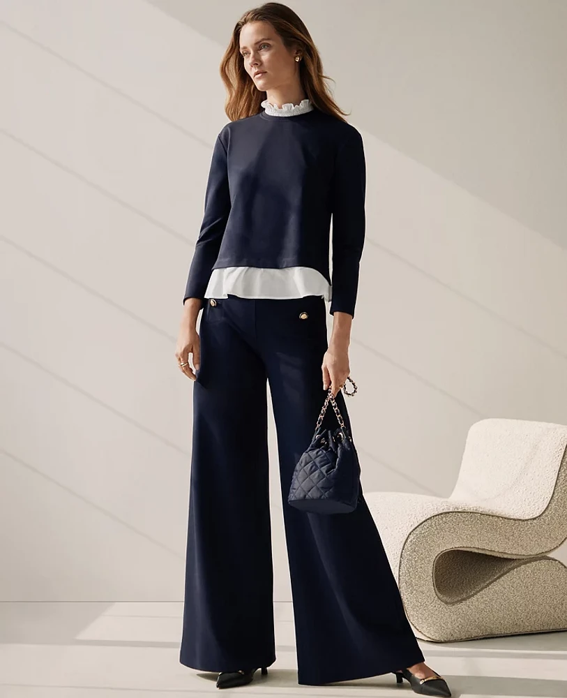 Ann Taylor The Sailor Dramatic Wide-Leg Pant Size 2 Night Sky Women's