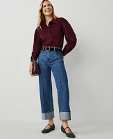 Ann Taylor Weekend Collection Corduroy Button Down Shirt Mauve Rose Women's