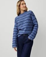 Ann Taylor Weekend Collection Diamond Cable Stripe Sweater Size Medium Blue Multi Women's