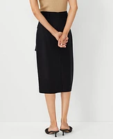 Ann Taylor Tie Waist Cargo Pencil Skirt Size 0 Black Women's