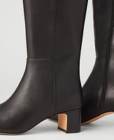 Ann Taylor Block Heel Leather Boot Size 5 Black Women's