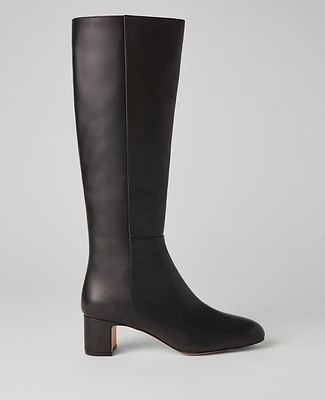 Ann Taylor Block Heel Leather Boot Size 5 Black Women's