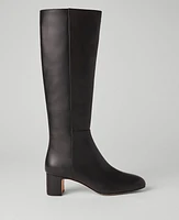 Ann Taylor Block Heel Leather Boot Size 5 Black Women's